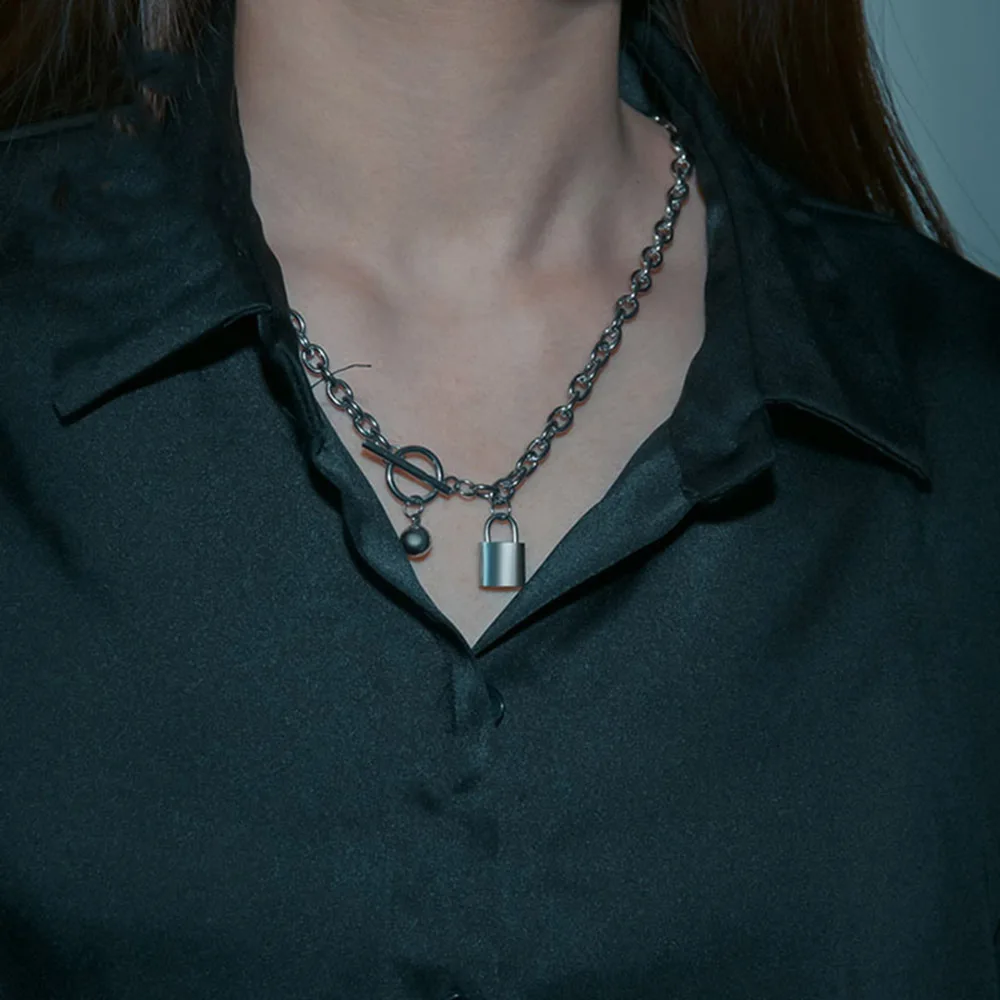 Модное серебряное эротическое мужское ожерелье с кулоном в виде замка
