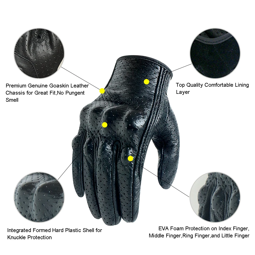 Мотоциклетные перчатки для мужчин с сенсорным экраном из премиум кожи езды на