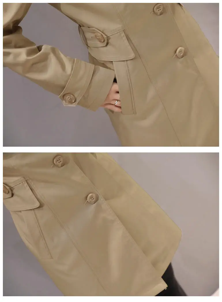 

Casual Elegant Windbreaker Solid Color Lapel Single-breasted 2020 Women's Autumn Slim Button Fashion Slim Trench Coat Women E59