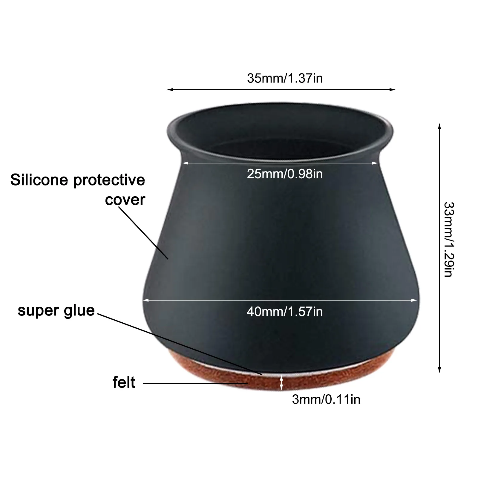 

Silicon Furniture Leg Protection Cover Table Leg Non-slip Cover Wood Floor Protectors Table Chair Mat Caps Foot 16/24pcs