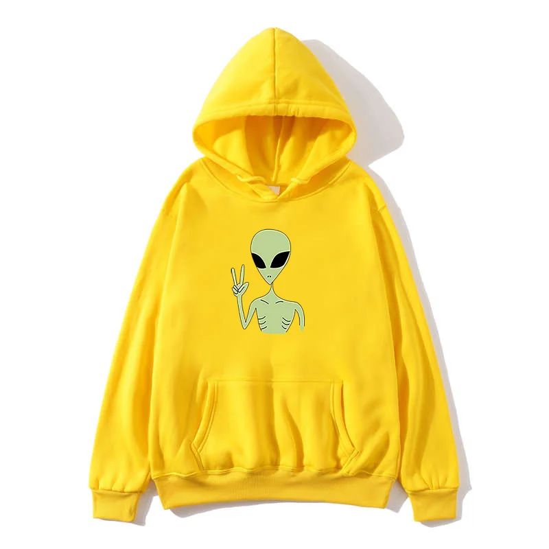 2020 New Kawai Harajuku Fun Alien Oversized Hoodie Sweatshirts Autumn Winter Women's Kawaii Loose Long Sleeve Top Plus Size