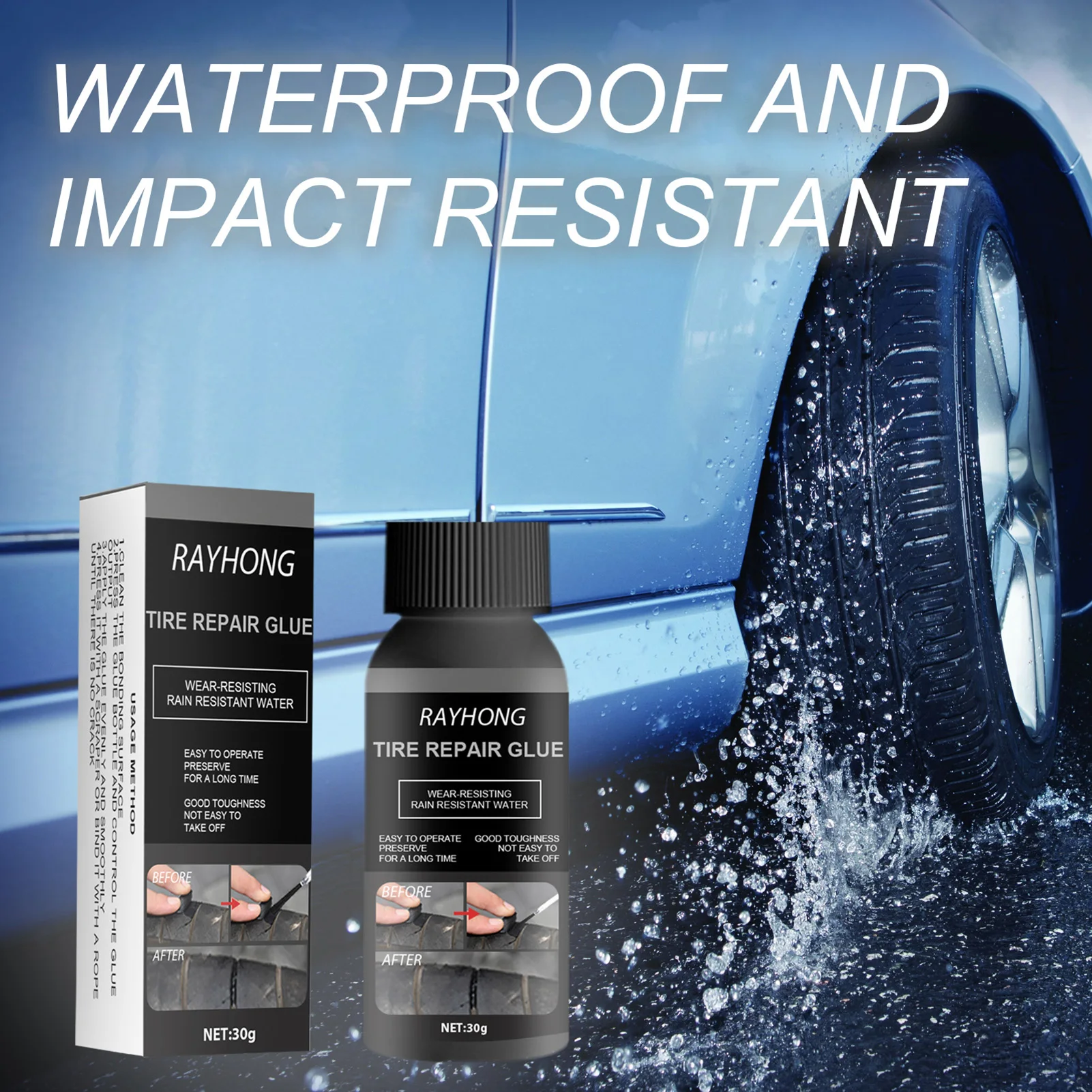 

Прочный клей для ремонта автомобильных шин, инструмент для быстрого ремонта, водной защиты, велосипедов, 30 г