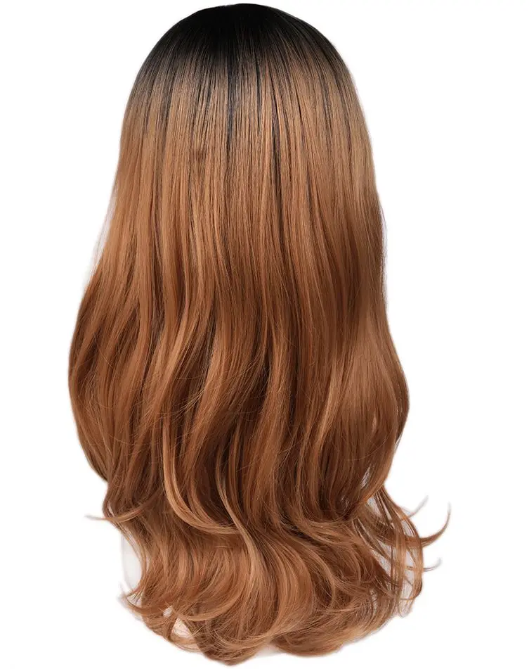 Brown Wignee 2 тона длинные Омбре волосы средняя часть синтетический парик для женщин натуральный черный до розовый температура длинные поддельные волосы косплей парик - Цвет: Brown