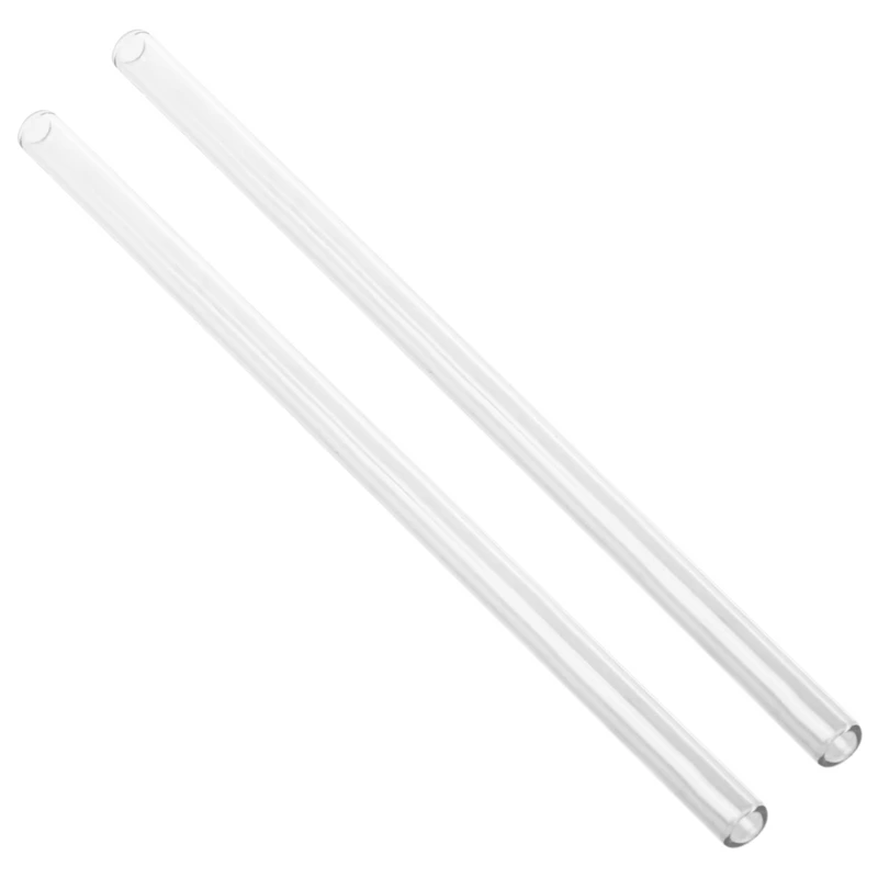 

2 Pcs High Borosilicate Glass Drinking Straw Wedding Birthday Party Diameter 8Mm Transparent, Length 7 Inches& Length 8 Inches
