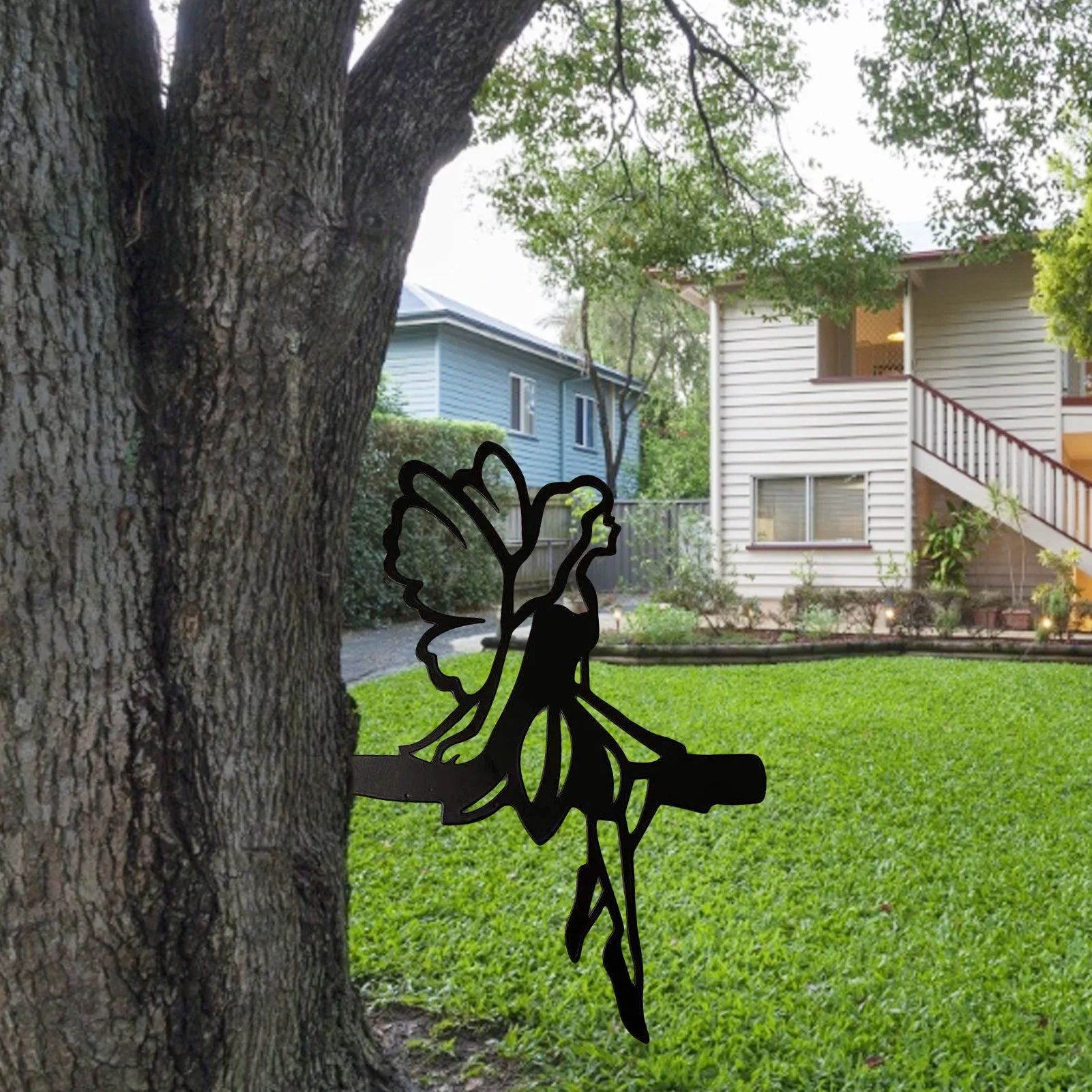 

Yard Art Outdoor Garden Backyard Lawn Statue Decor Yard Gift Decor Stakes Metal Fairy Decoration Stake For Tree Stump