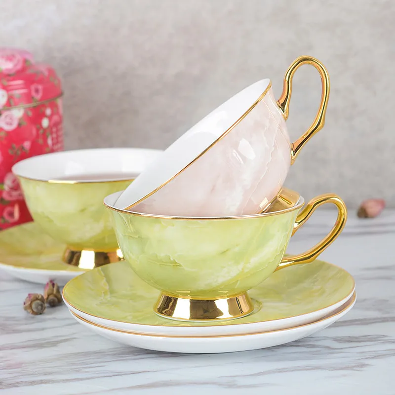 English Afternoon Tea Coffee Cup Saucer Sets Bone China Delicate Golden Ceramic Nordic Teacup Tazas Xicaras Espresso EE50BD |