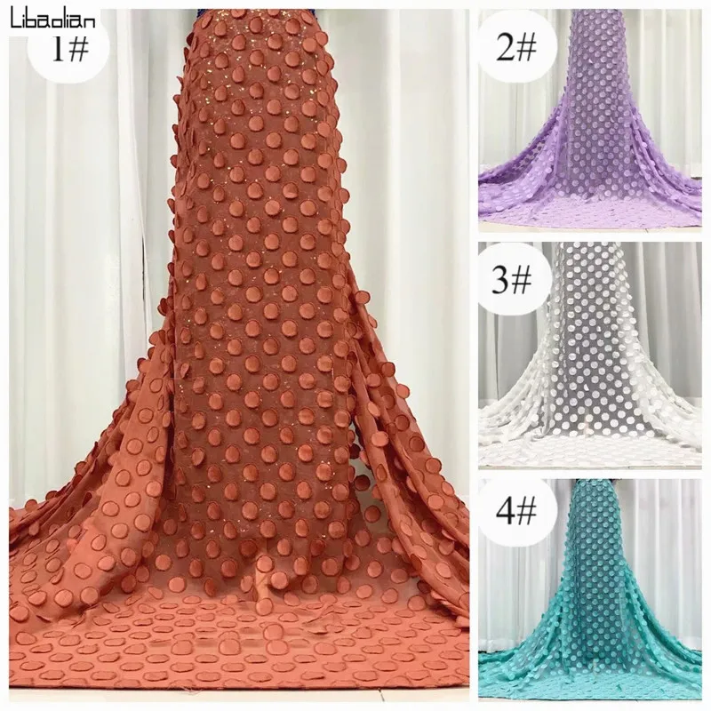 

Latest African lace fabric high quality nigerian Chiffon lace fabrics Purple Chiffon style for DIY sewing dress 5Yards ZJ26-21