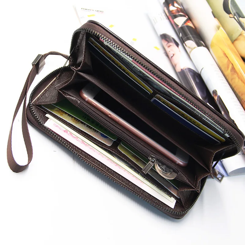 

MenBense Men Long Wallets Zipper Big Capacity Card Holder Money Bag Handbag Clutch Bag PU Leather Letter Print Coin Pocket