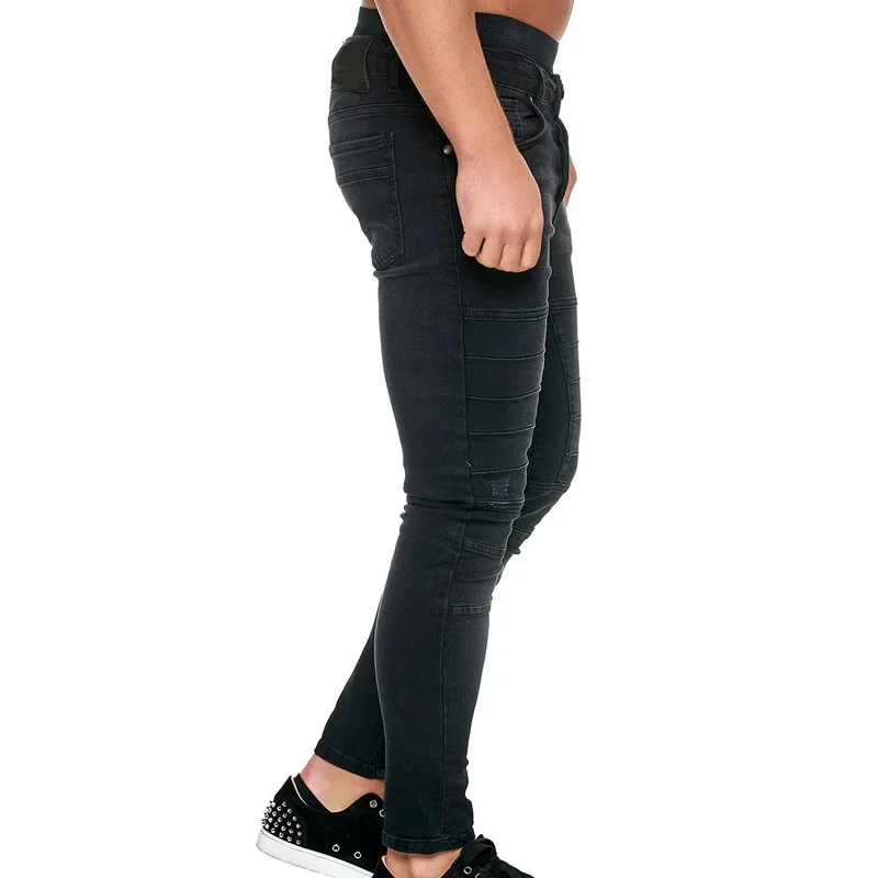 

Adisputent Denim Men Pants Skinny Hip Hop Jeans Streetwear Casual Solid Men Jeans Pants Slim Stretch Biker Pencil Denim Trouser