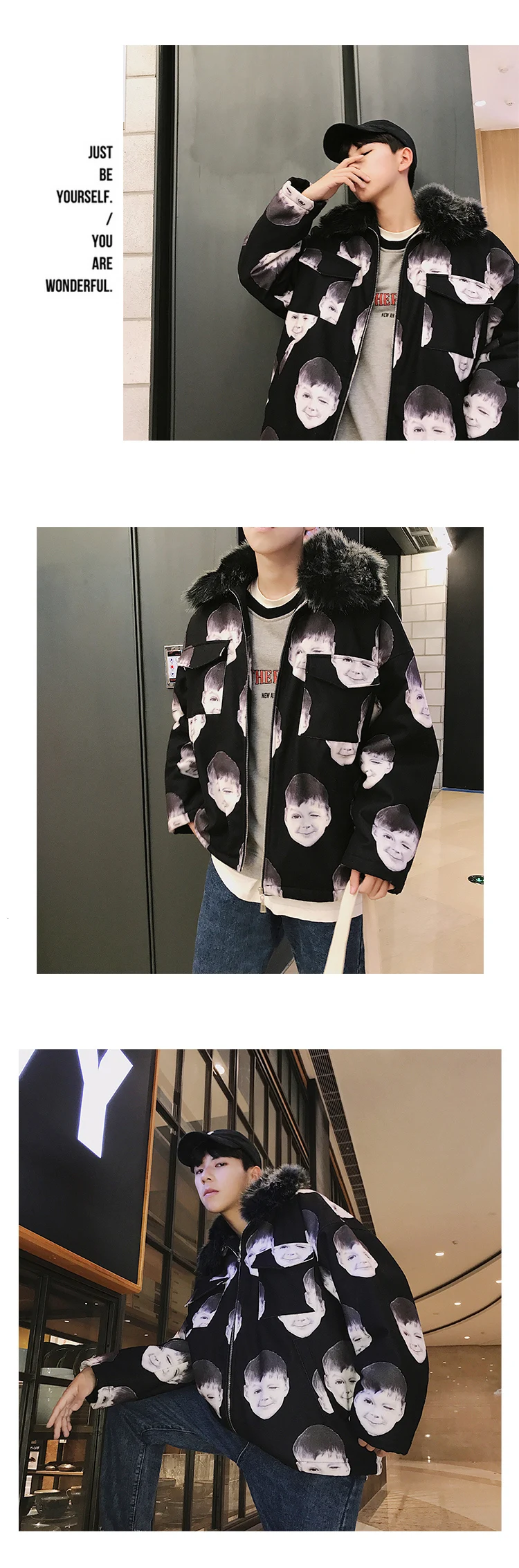 Зимние ветровки куртки с меховым воротником для мужчин Veste Homme Winterjas Heren Personal Print Parkas куртка мужская повседневная верхняя одежда