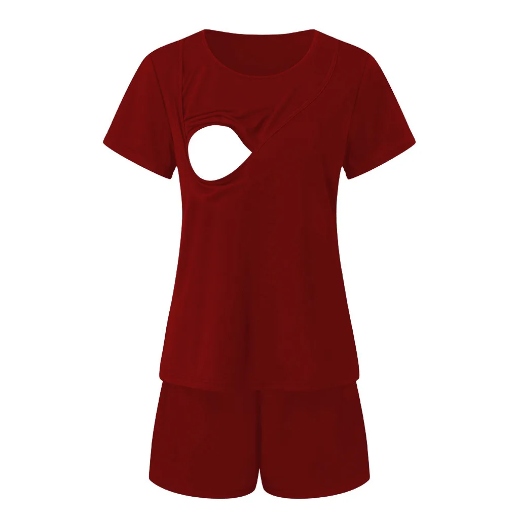 

Women Maternity Nightgown Short Sleeve Nursing T-shirt Tops+Striped Pants Pajamas Set Suit Sleepwear Ropa Mujer Embarazada #612