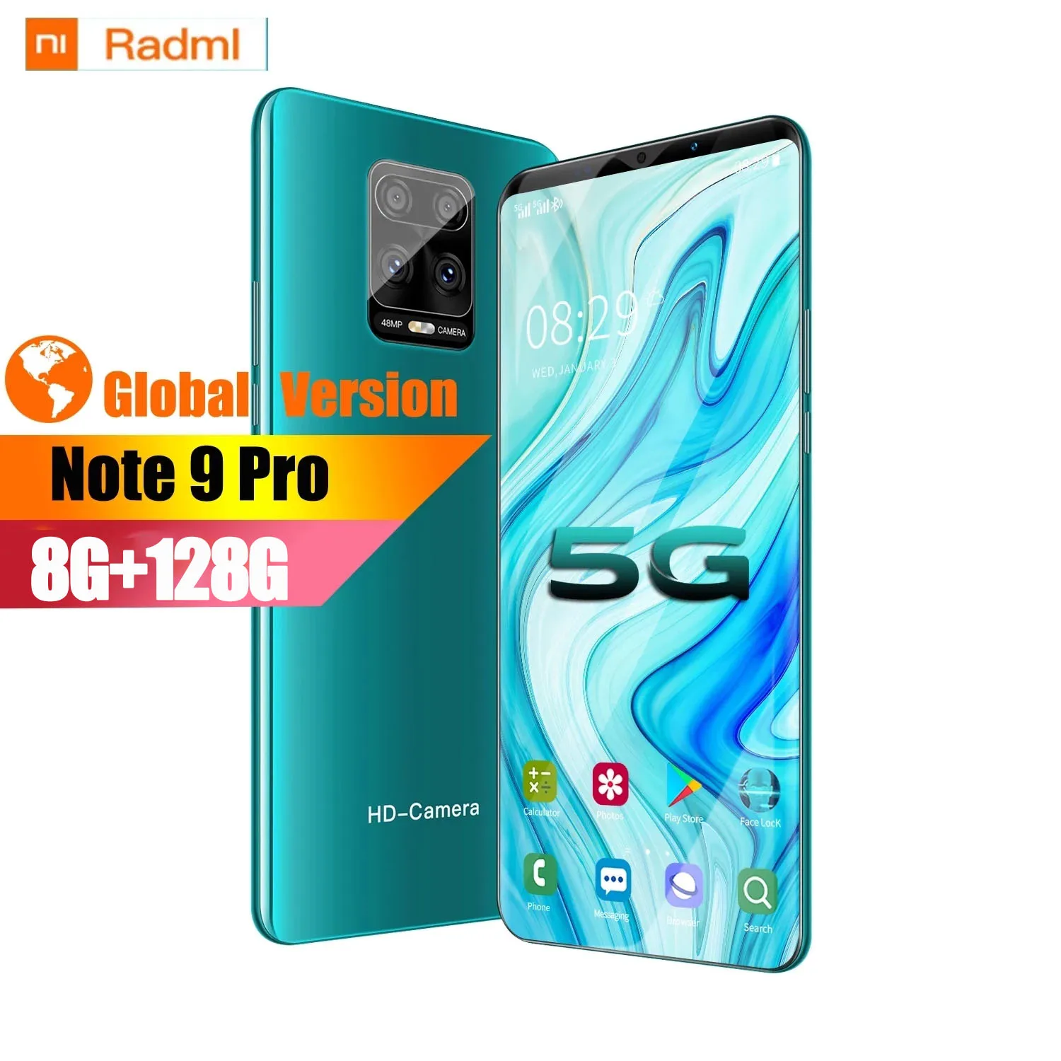 

Note9 Pro 5.5-inch Smartphone Global Version Android Phone 8G+128G HD Screen Face ID Google Play 5G Internet Mobile Phone