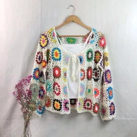 hollow crochet sweater jacket 2021 spring and autumn fashion womens loose ethnic style cardigan jacket casual sweater