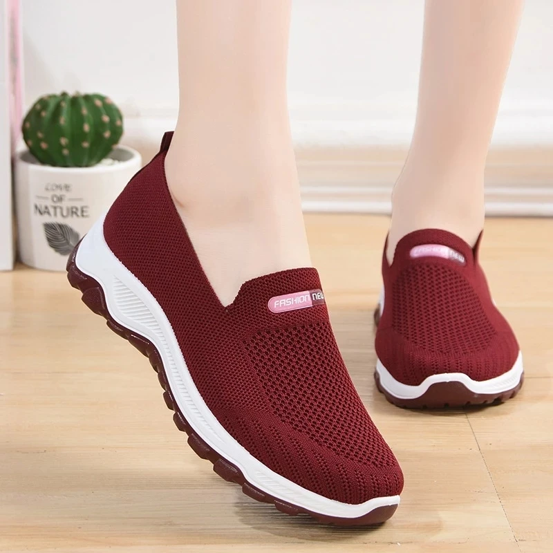 Breathable Sneakers Women Running Shoes Women Light Mesh Flats Women's Sports Shoes Slip-on Female Loafers