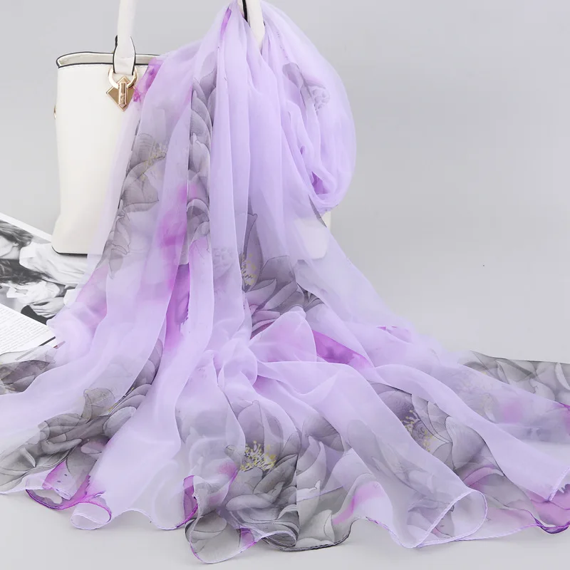 Шифоновый Модный Шелковый шарф с принтом для девушек Женские пляжные сандалии в