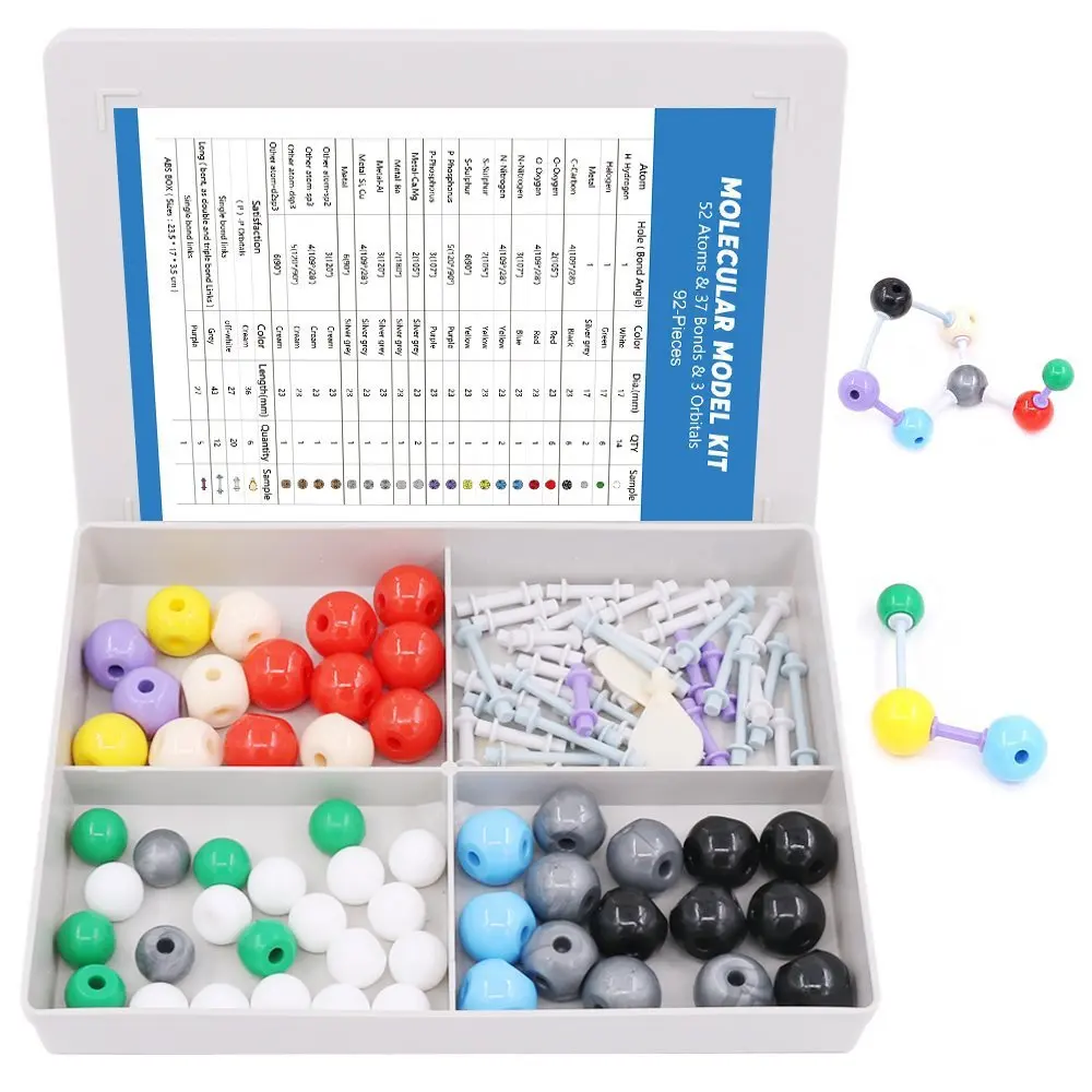 

92 Pcs Chemistry Molecular Model Student Teacher Set,Molecular Model Set for Inorganic&Organic Chemistr Atoms Bonds Orbitals