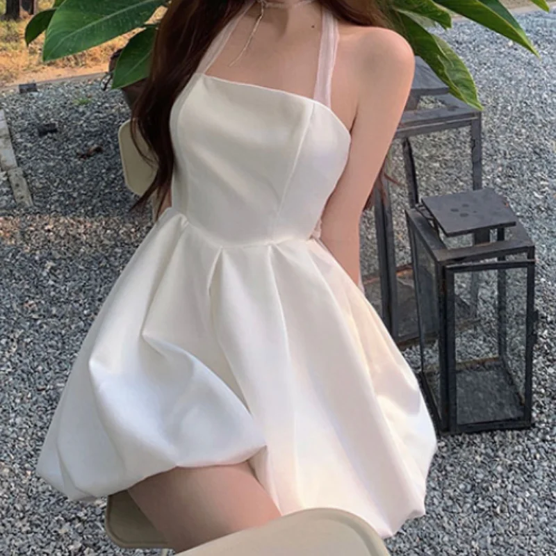 

Women Sweet Mini Dress Sleeveless Party Summer Sexy Elegant Strap Dress Female Casual Kawaii Beach Club Fairy Dress 2021 New