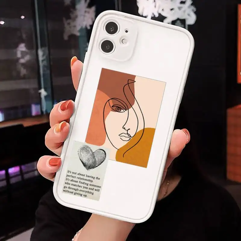 

Artistic Face Letter Phone Cases Matte Transparent for iPhone 7 8 11 12 s mini pro X XS XR MAX Plus cover funda