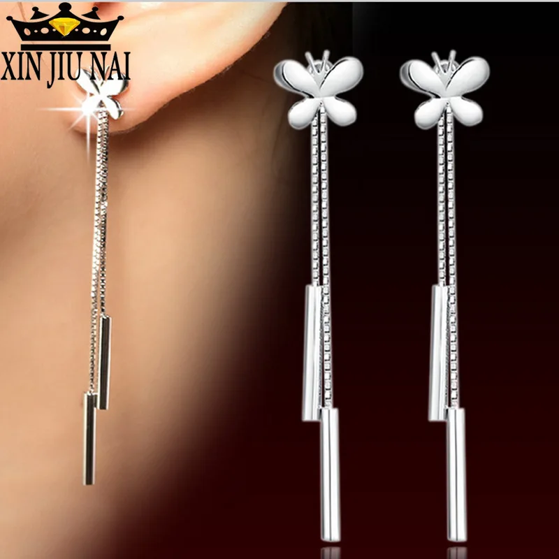 Элегантные женские длинные серьги с цепочкой и кисточками для женщин серебряная