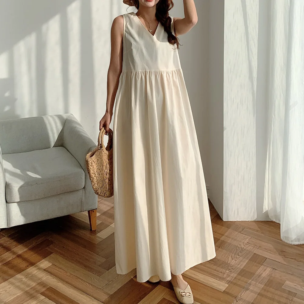 

Dress 2021 Japan Korea Summer New Style Big Loose Sleeveless Skirt Western Style Thin Mid-length Dress Vest Loose Women Dress