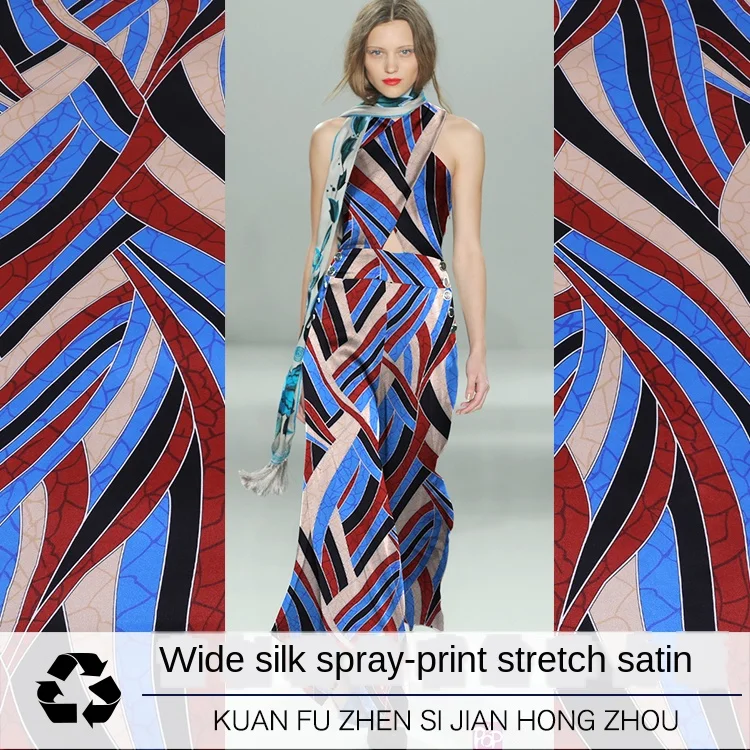 

140 *50cm thickness 19 mmi summer new mulberry silk wide digital inkjet printing silk fabric stretch silk satin cheongsam fabric