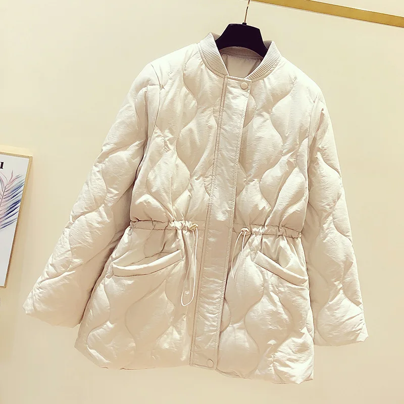 WSYORE Новая зимняя Женская куртка с Бейсбольным воротником приталенная на утином