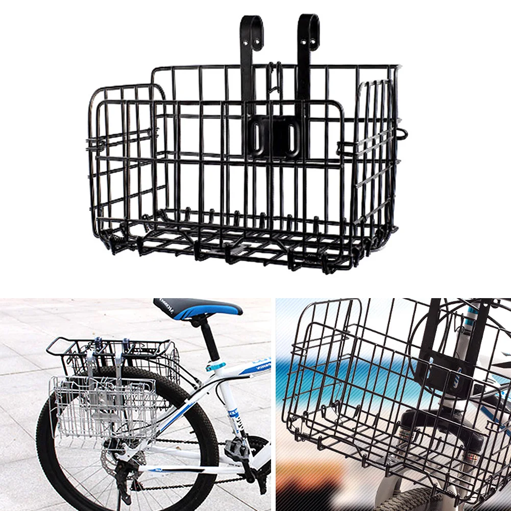 Bike Bicycle Basket Bag Foldable Metal Wire Front Rear Hanging For Mountain Folding | Автомобили и мотоциклы