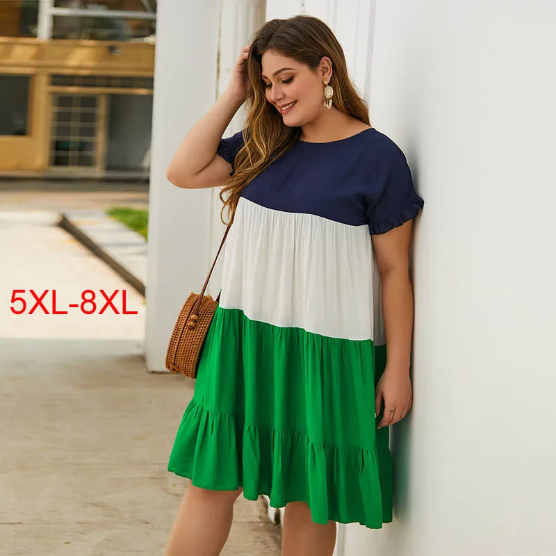 Размера плюс женская летняя хлопковая контрастная строчка полуокружность груди