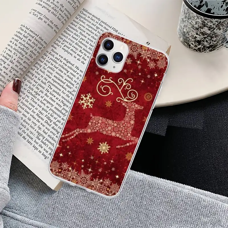 christmas new year deer phone case for iphone 12 11 pro max xs x xr 7 8 6 6s plus 5s se 2020 transparent cover free global shipping