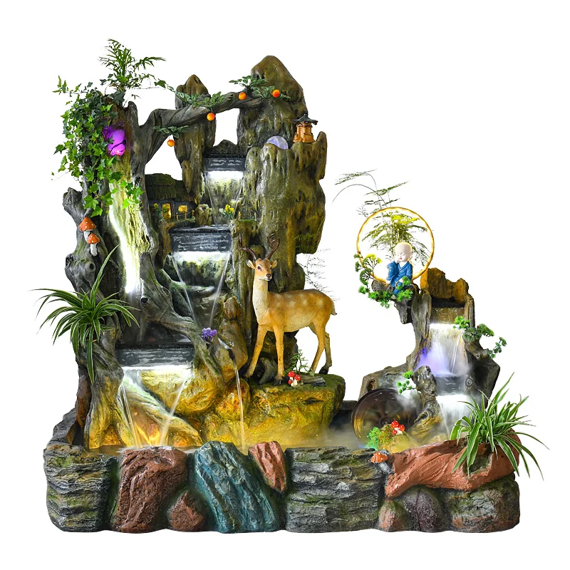 

TT новый большой Искусственный горный и фонтан, рыболовный пруд, компания, Ландшафтные украшения для двора, павлин, Сика, олень, напольные укр...