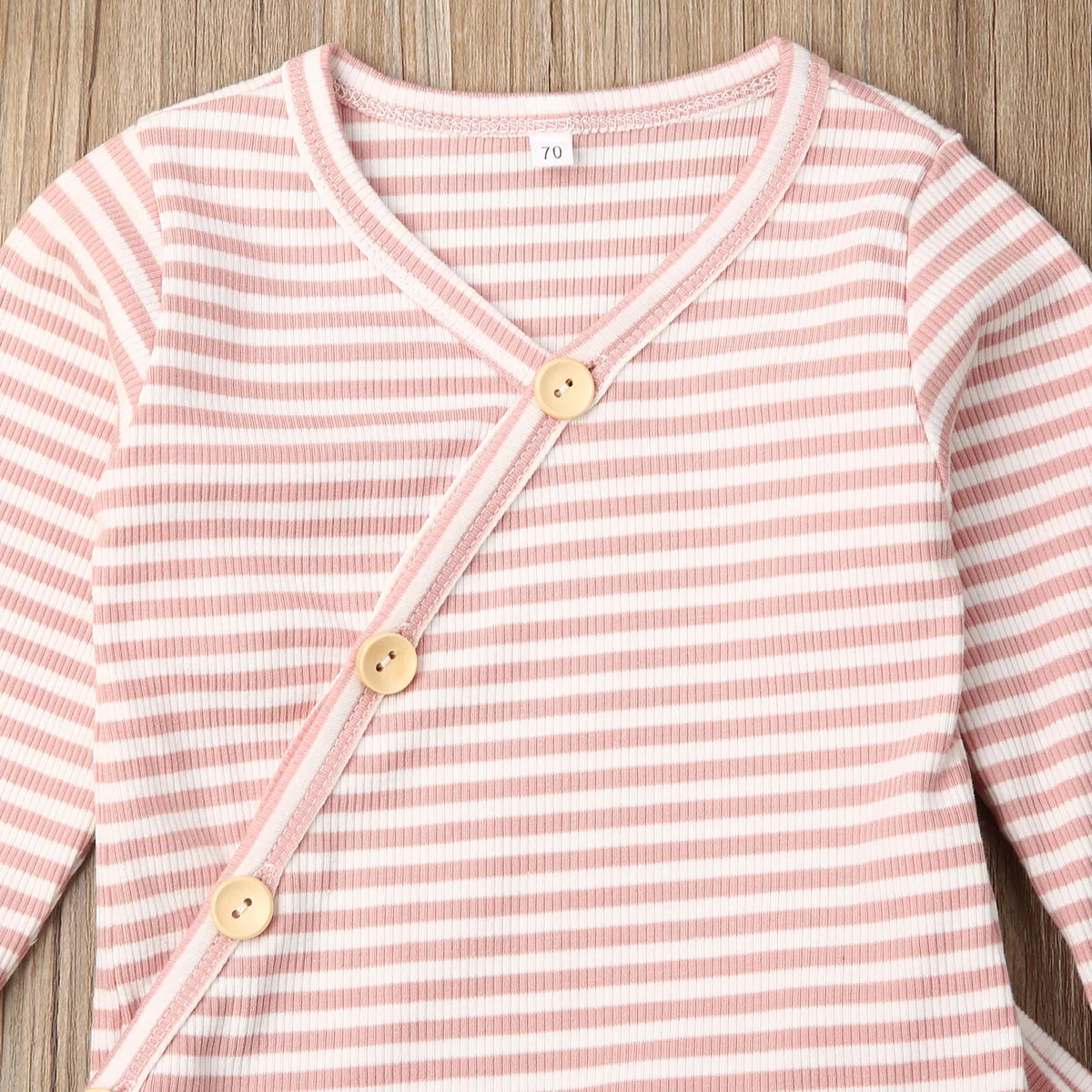2Pcs Newborn Baby Girl Boy Cute Striped Buttons Knitted Long Sleeve Romper Playsuit Top Pants Trouser Outfit Clothes Set | Детская