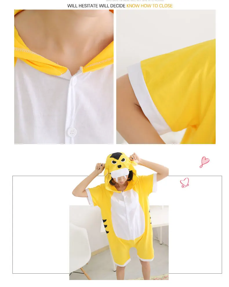 Летняя Пижама Тигр с коротким рукавом Комбинезоны для девушек и женщин хлопковое