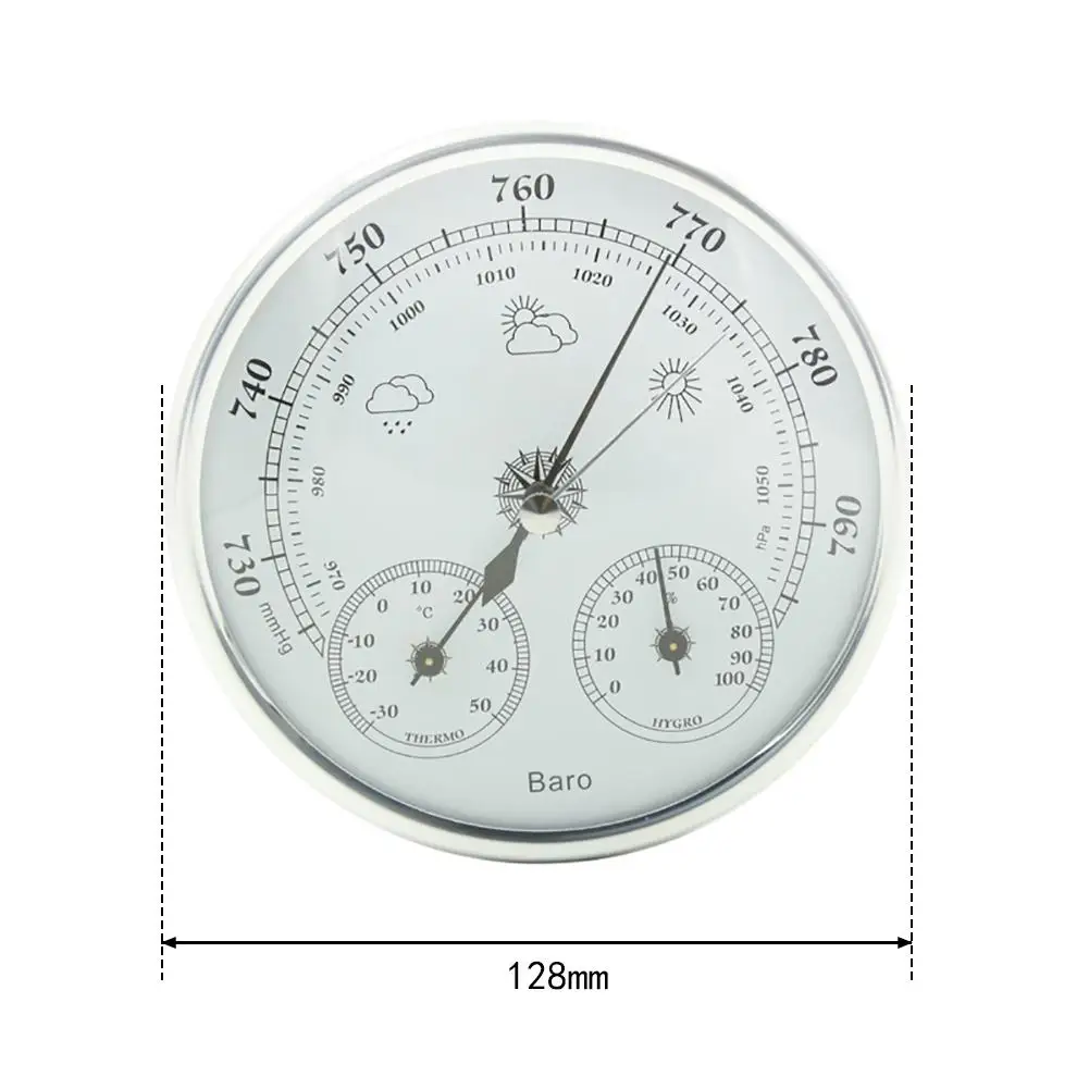 128mm Atmospheric Pressure Temperature Hygrometer Weather Station 3-in-1 Barometer Film Metal Box For Forecast | Инструменты