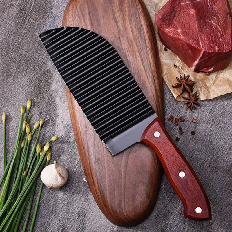 

Black Wave Knife Potato Cutting Potato Knife French Fries Knife Stainless Steel Knife kitchen Knife Cooking Knife