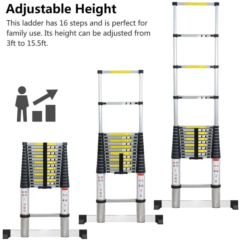 

4.7m 16-Shelf Portable Multifunctional Aluminum Telescopic Ladder Tall Telescopic Ladder Step Ladder Foldable Ladders Ladder HWC