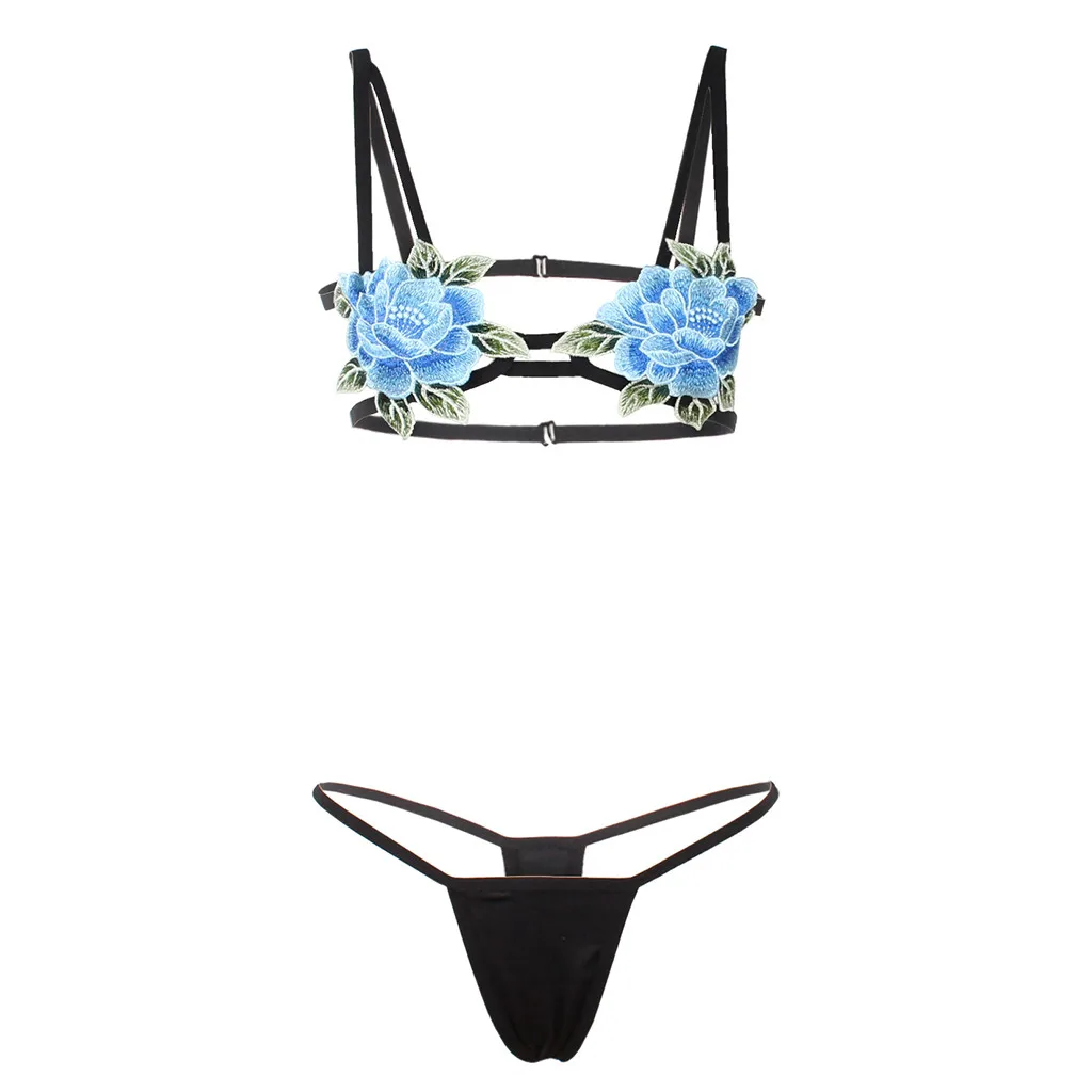 Комплект женского сексуального нижнего белья облегающий однотонный Модный