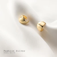 real 925 sterling silver wide glossy ear cuffs simple non pierced cartilage wrap earring fine jewelry for women
