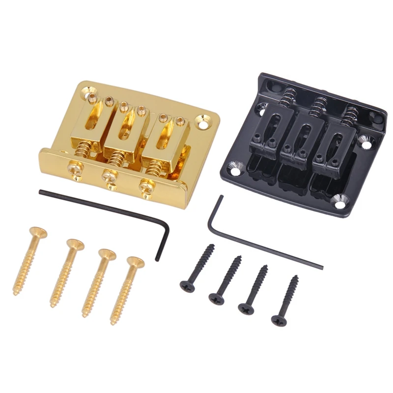 

2 Set 3-String Gold Top Loading Hardtail Adjustable Bridge , Gold Black