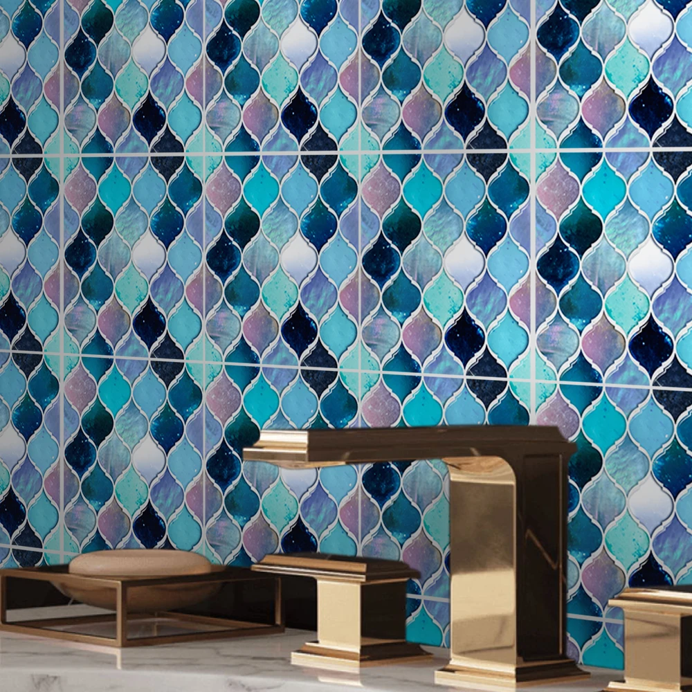 

Funlife® Mermaid Vin Mosaic Wall Sticker Self-Adhesive Easy to Clean DIY Tile Sticker for Bathroom Kitchen Backsplash Wall Floor