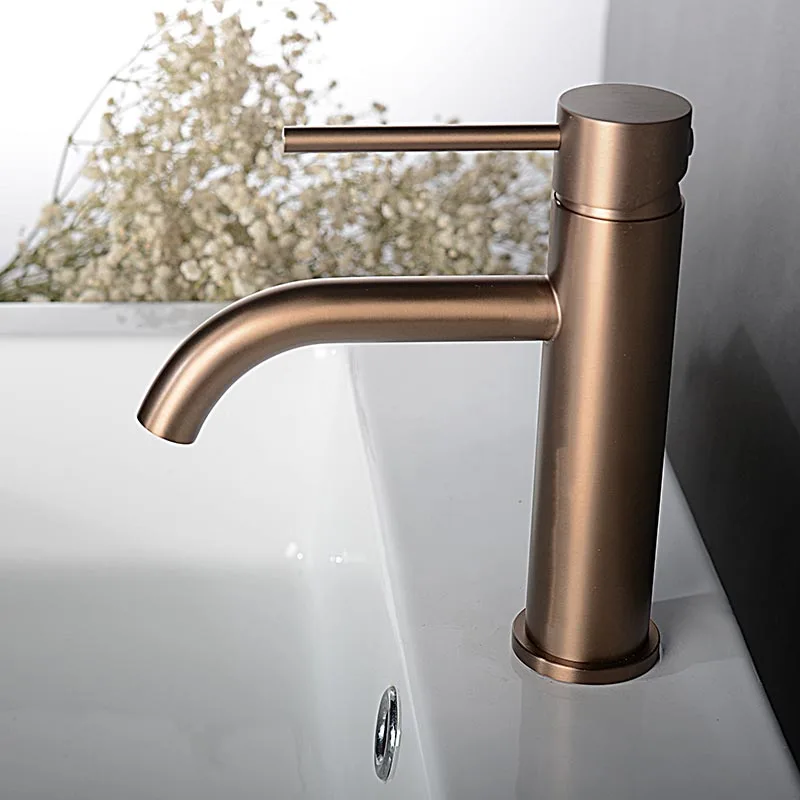 Матовый кран для ванной комнаты из розового золота крепление на поверхность одно