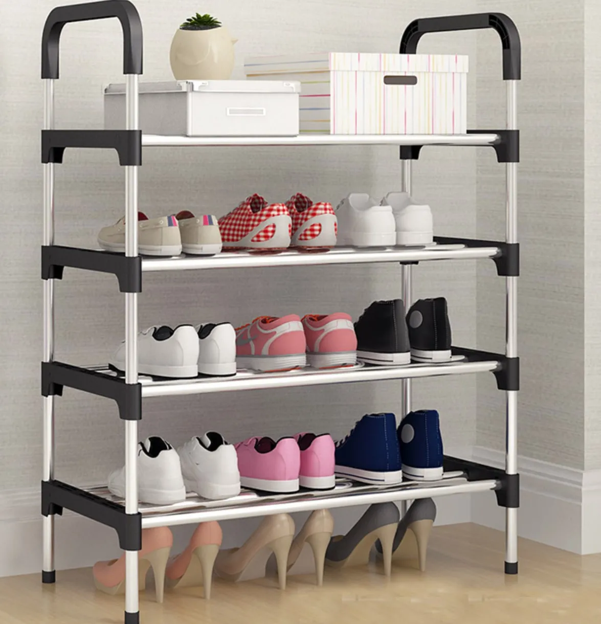 

3-5 Layers Non-woven with Handle Shoe Rack Living Room Fabric Dustproof Cabinet Organizer Holder DIY Foldable Stand Shoes Shelf