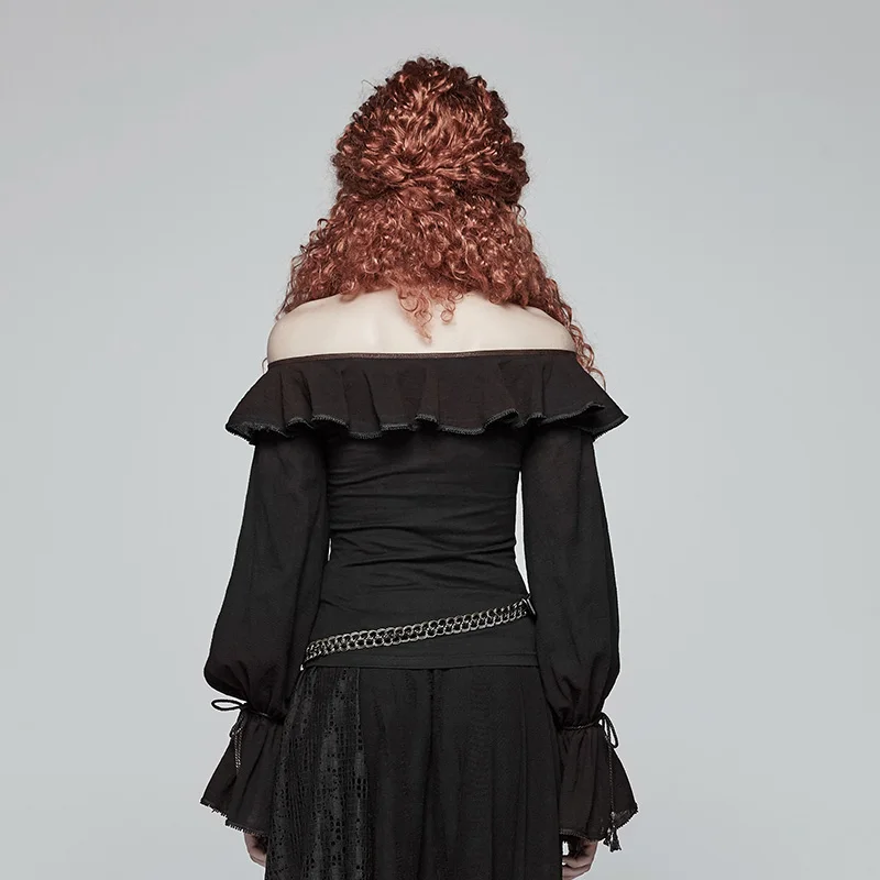 Панк рейв Женская стимпанк футболка с длинным рукавом стрейч-вязать старый Old без