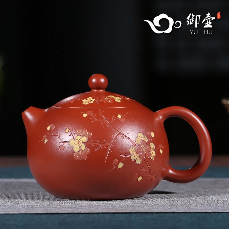 

★Royal pot of yixing recommended pure manual teapot high-capacity dahongpao tea zhu mud card cover the plum flower beauty