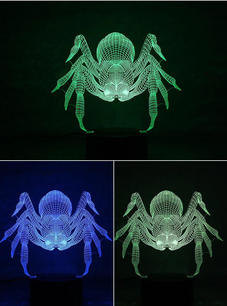 

Modern simple spider crawling USB power supply touch colorful lamp warm bedroom bedside table night light wholesale