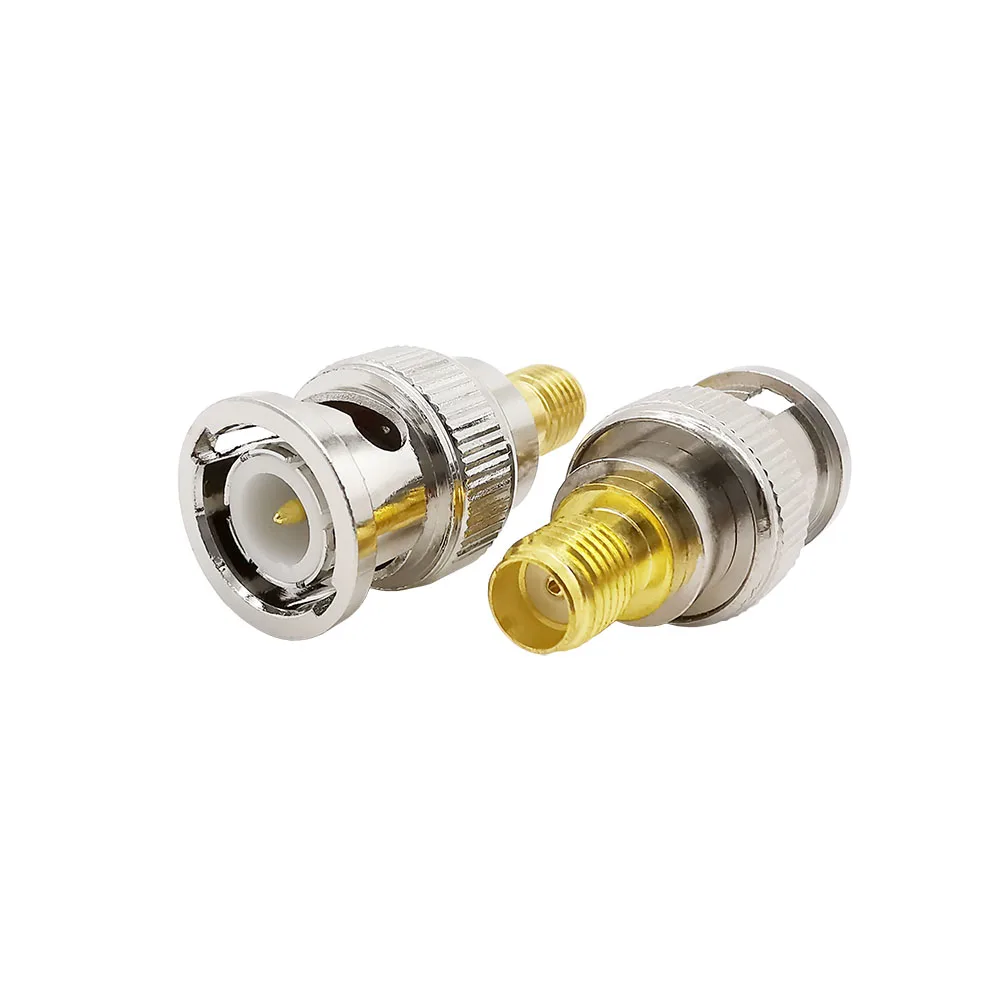 

2Pcs BNC-SMA RF Connector Adapter BNC Male Jack Nickel Plated to SMA Female Plug Gold Plated Jack Straight RF Coaxial Connectors