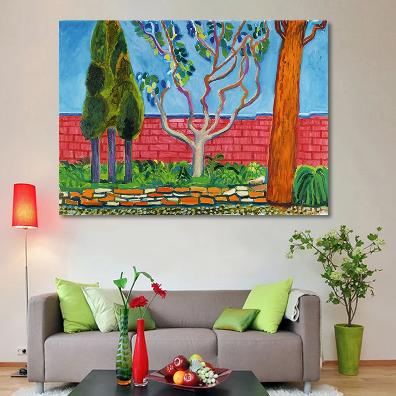 Давид хокни Сельский пейзаж живопись деревья и цветы холст печать плакат для