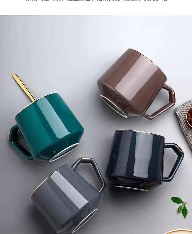 Керамическая кофейная чашка чайная с крышкой и ложкой новая современная