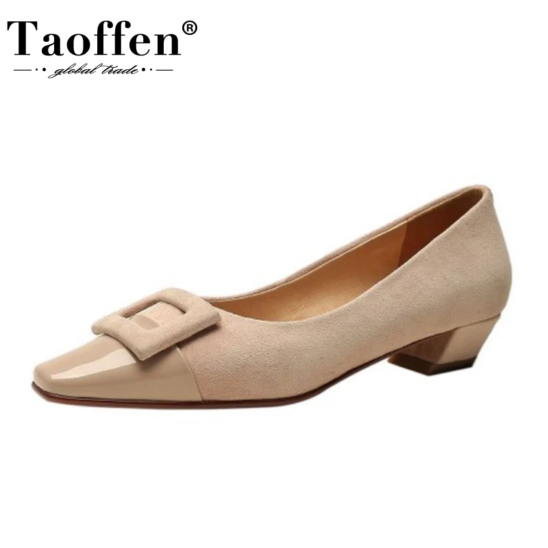 

TAOFFEN/женские туфли-лодочки из коровьей кожи; Модные туфли на высоком каблуке; Женские весенние вечерние офисные туфли с квадратным носком; П...
