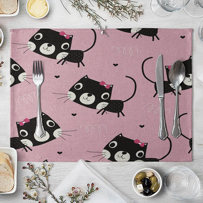 Милый Кот Настольный коврик Кухня обеденный Коврики на стол подставки под чашки