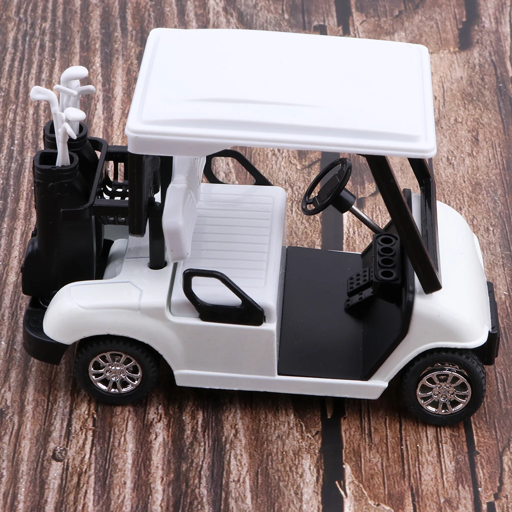 1:20 Scale Mini Alloy Pull Back Golf Cart with Club Diecast Model Toy Collectibles Vehicle Playset Decor Kit Birthday Gift-White